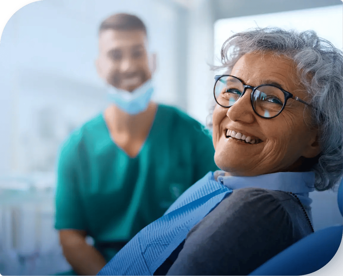 Woman patient and dentist